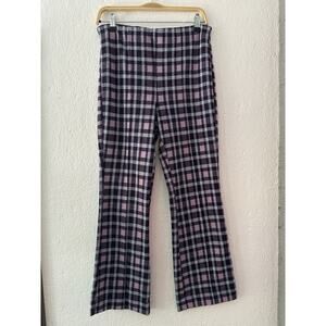 Maeve Anthropologie Plaid Flare Pants Stretch Purple Pull On High Waist Size Sm
